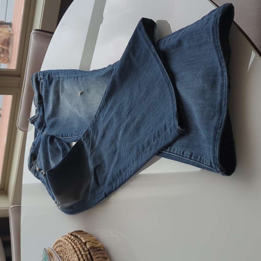 MOTHER The Cruiser Mid Rise Flare Jeans Rough It Up Distressed Leg Size 27